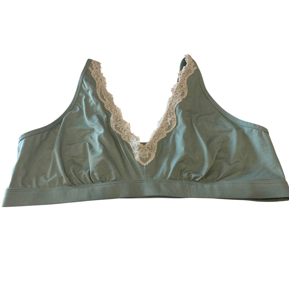 Torrid Sage Green Lace Trim Bralette Wireless Comfort Bra Size 4 Plus Size